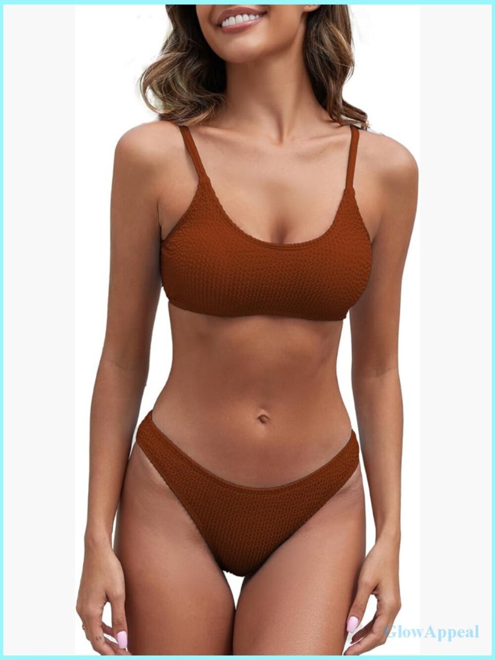 Ribbed Bikini Sets Scoop Neck Cheeky Swimsuit Textured Two Piece